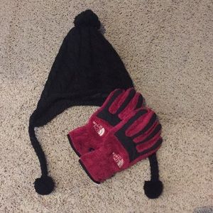 North face womans hat and gloves